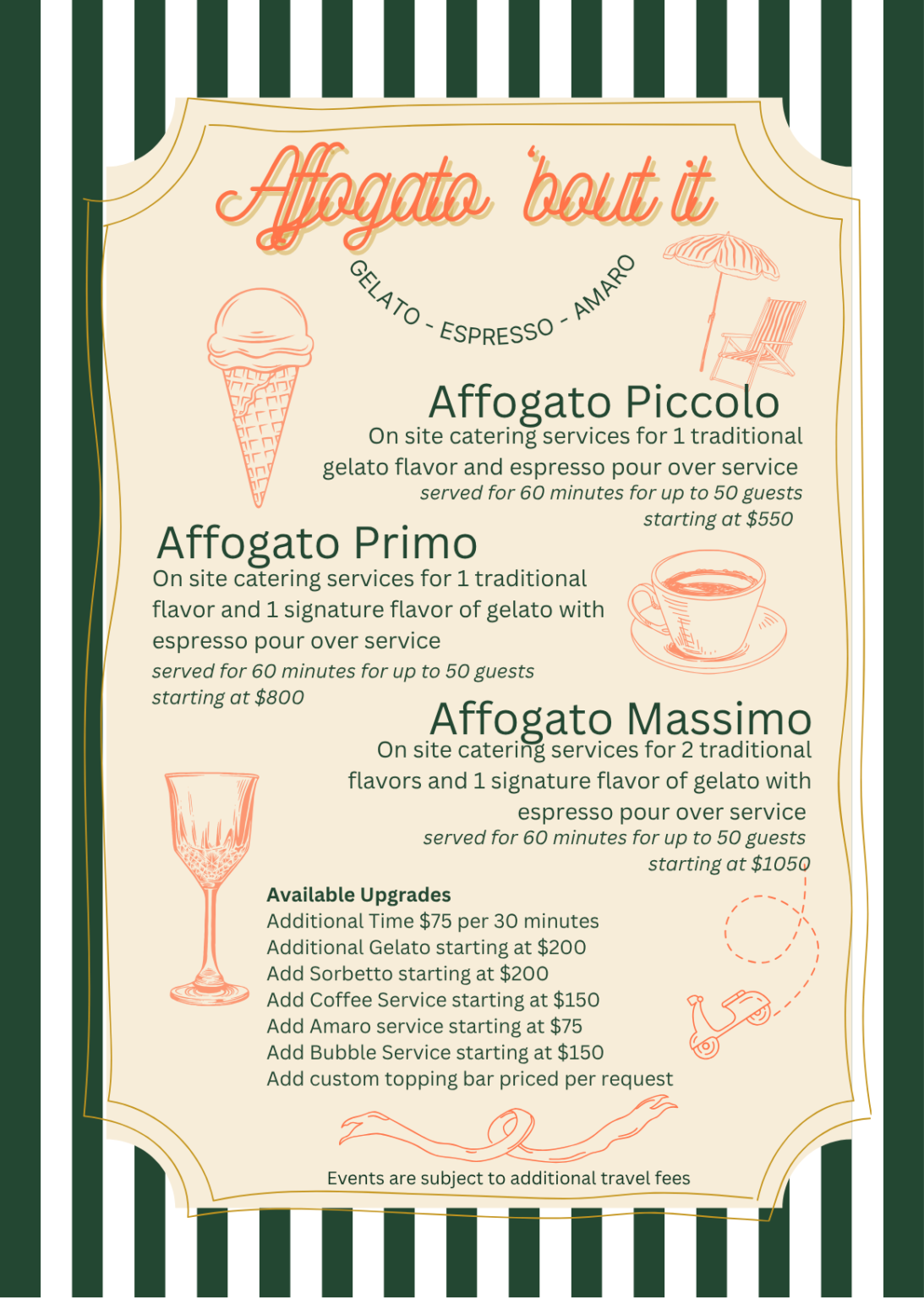 Affogato Catering, Coffee Catering, Pricing, Packages,